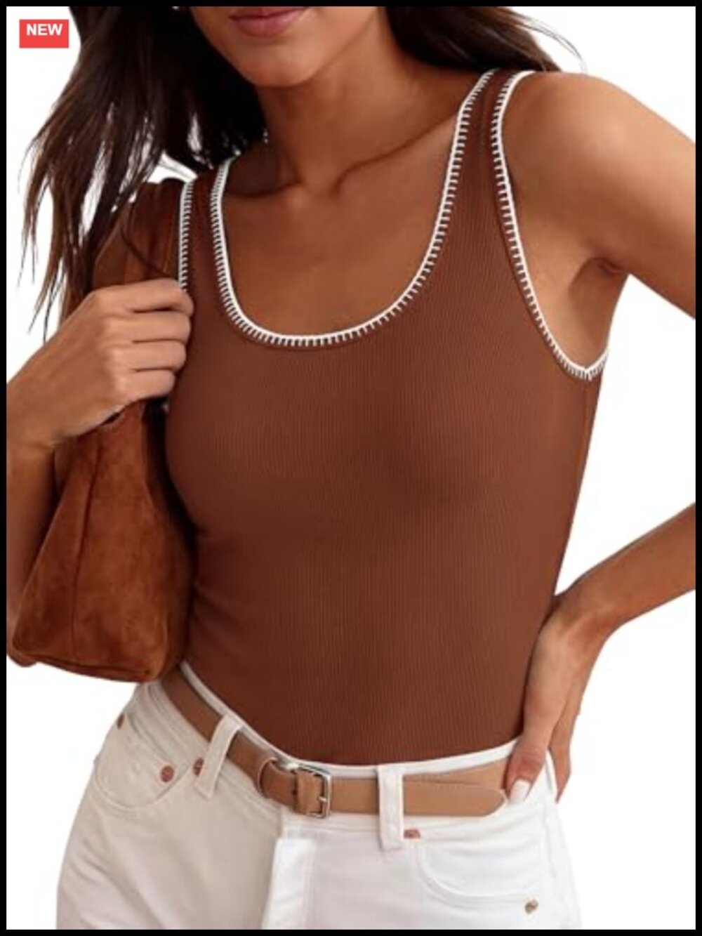 Women's Lightweight Ribbed Knit Sleeveless Tank Top Scoop Neck Summer